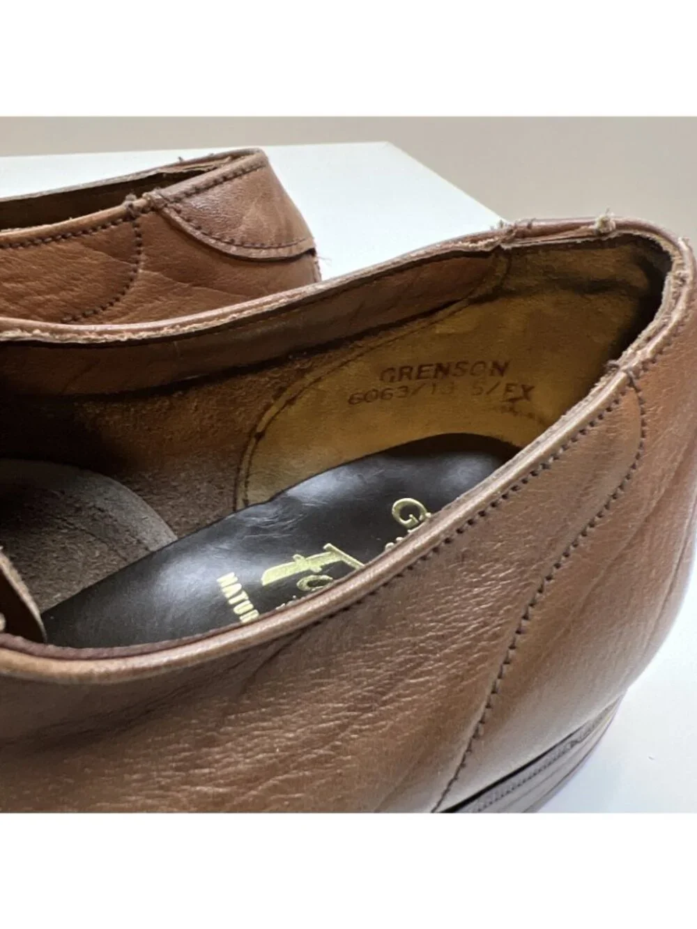 Grenson Footmaster Derby Shoes Mens UK 5 US 6 Wide Brown Mustang Grain England